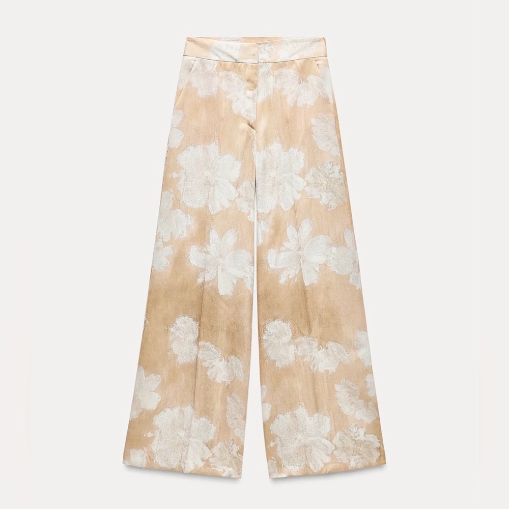 Zara Cream Wide-Leg Pants